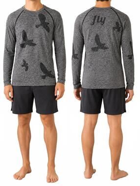 Oiselle Long Sleeve Athletic Top Featuring A Heather Gray And Black De